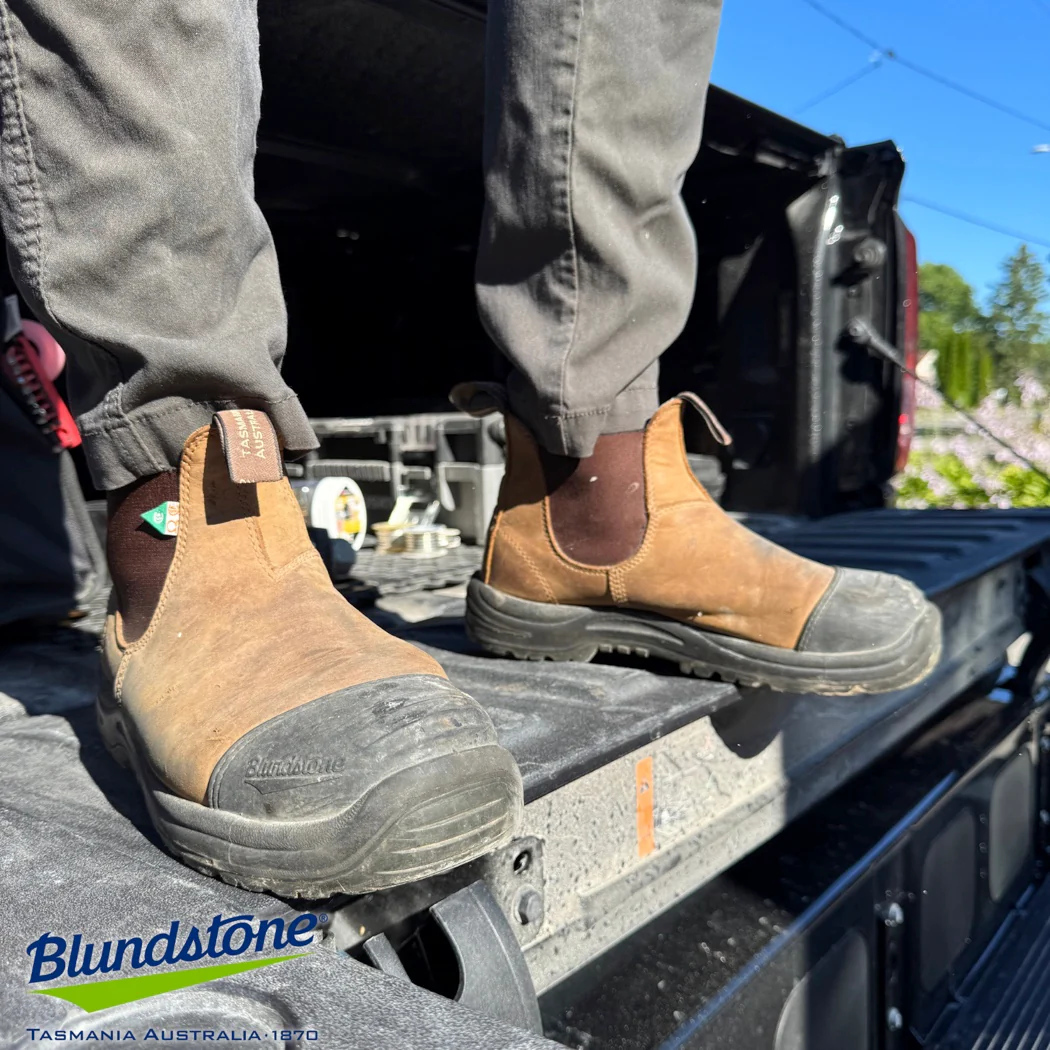 Botte de travail et de sécurité enfiler Blundstone 169 unisexe à cap d'acier avec bout en caoutchouc - Marron Selle - Image 2