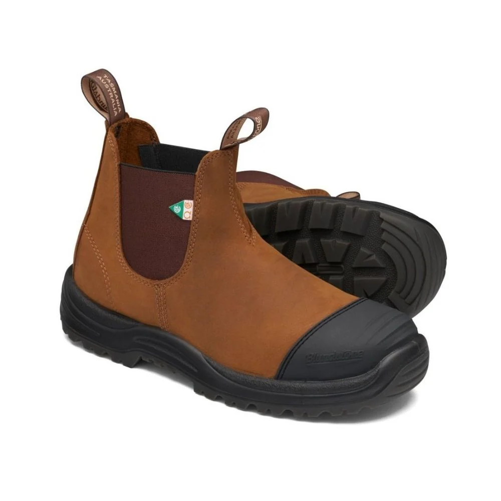 Botte de travail et de sécurité enfiler Blundstone 169 unisexe à cap d'acier avec bout en caoutchouc - Marron Selle - Image 4