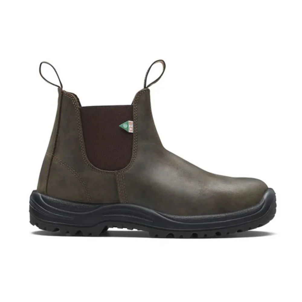 Botte de travail et de sécurité Blundstone 180 unisexe à enfiler avec cap d'acier - Brun rustique cireux - Image 3