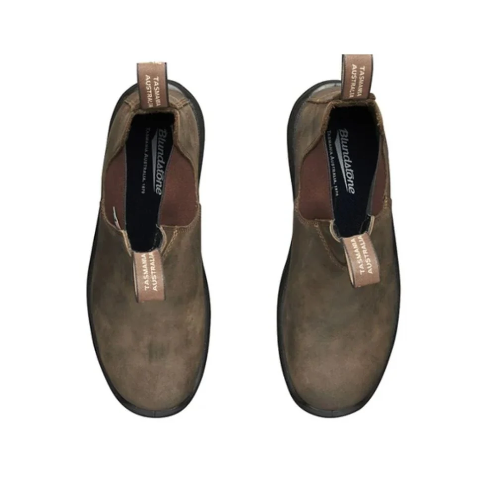 Botte de travail et de sécurité Blundstone 180 unisexe à enfiler avec cap d'acier - Brun rustique cireux - Image 5
