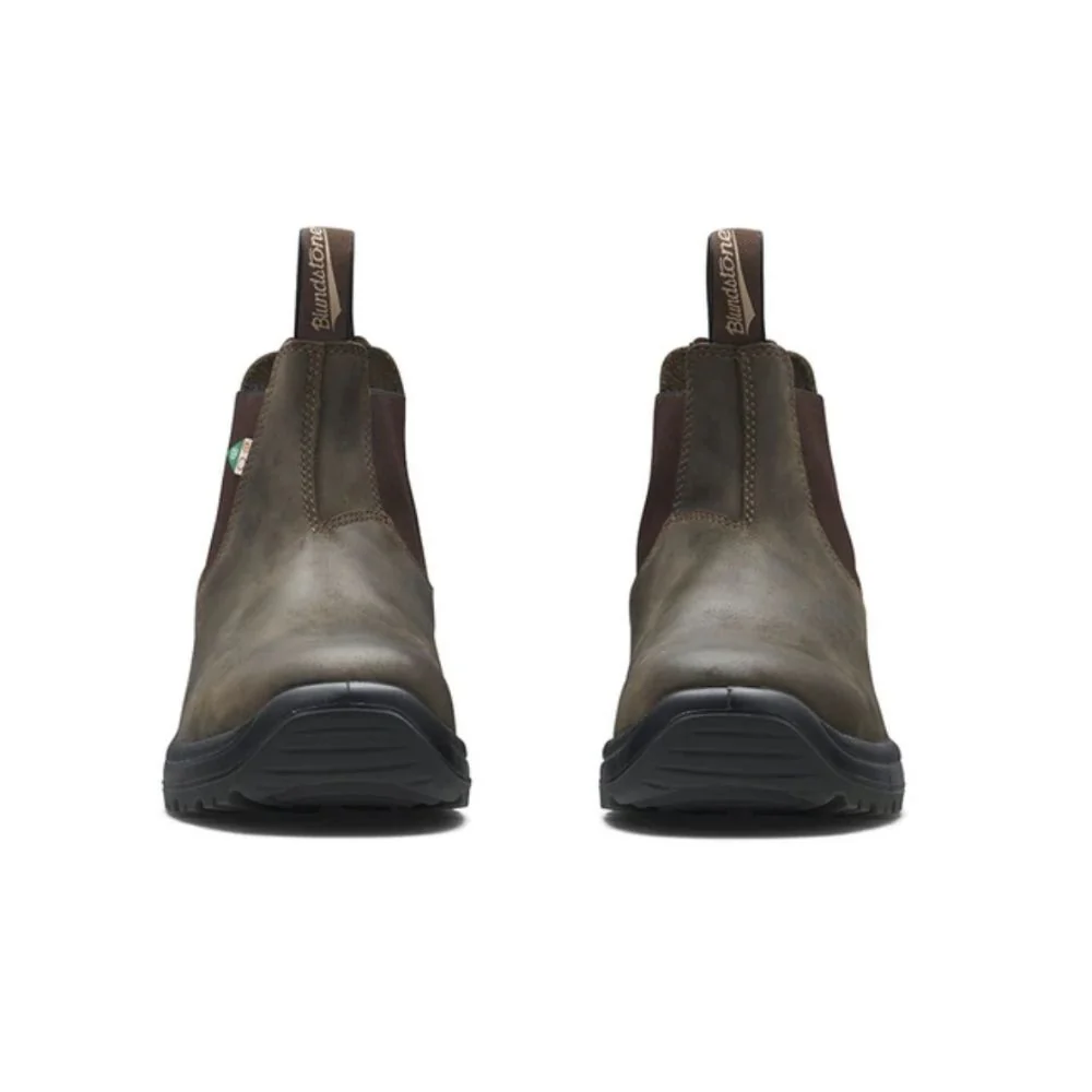 Botte de travail et de sécurité Blundstone 180 unisexe à enfiler avec cap d'acier - Brun rustique cireux - Image 6