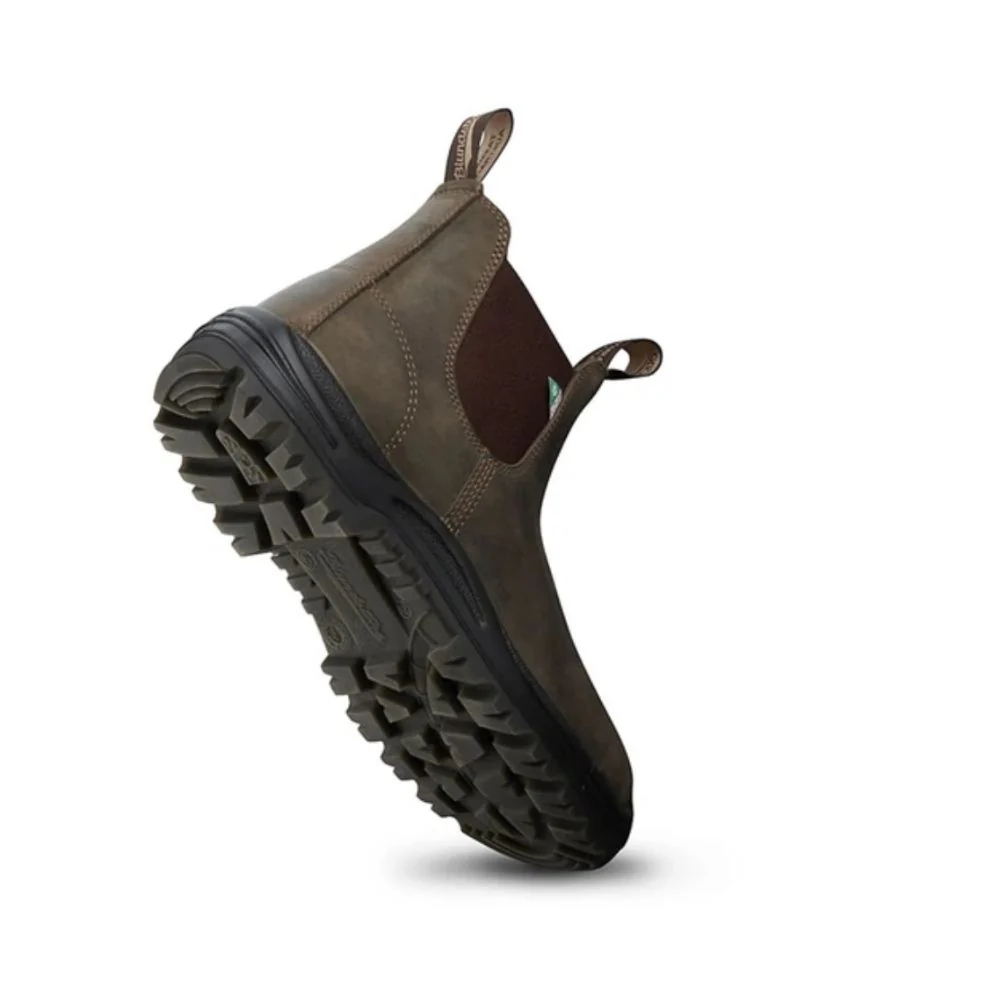 Botte de travail et de sécurité Blundstone 180 unisexe à enfiler avec cap d'acier - Brun rustique cireux - Image 7