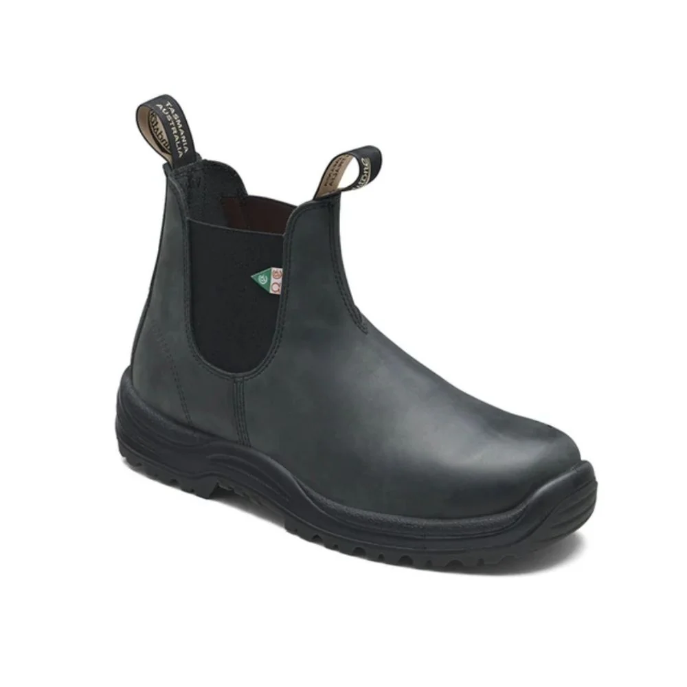 Botte de travail et de sécurité Blundstone 181 unisexe à enfiler avec cap d'acier - noir rustique cireux - Image 2