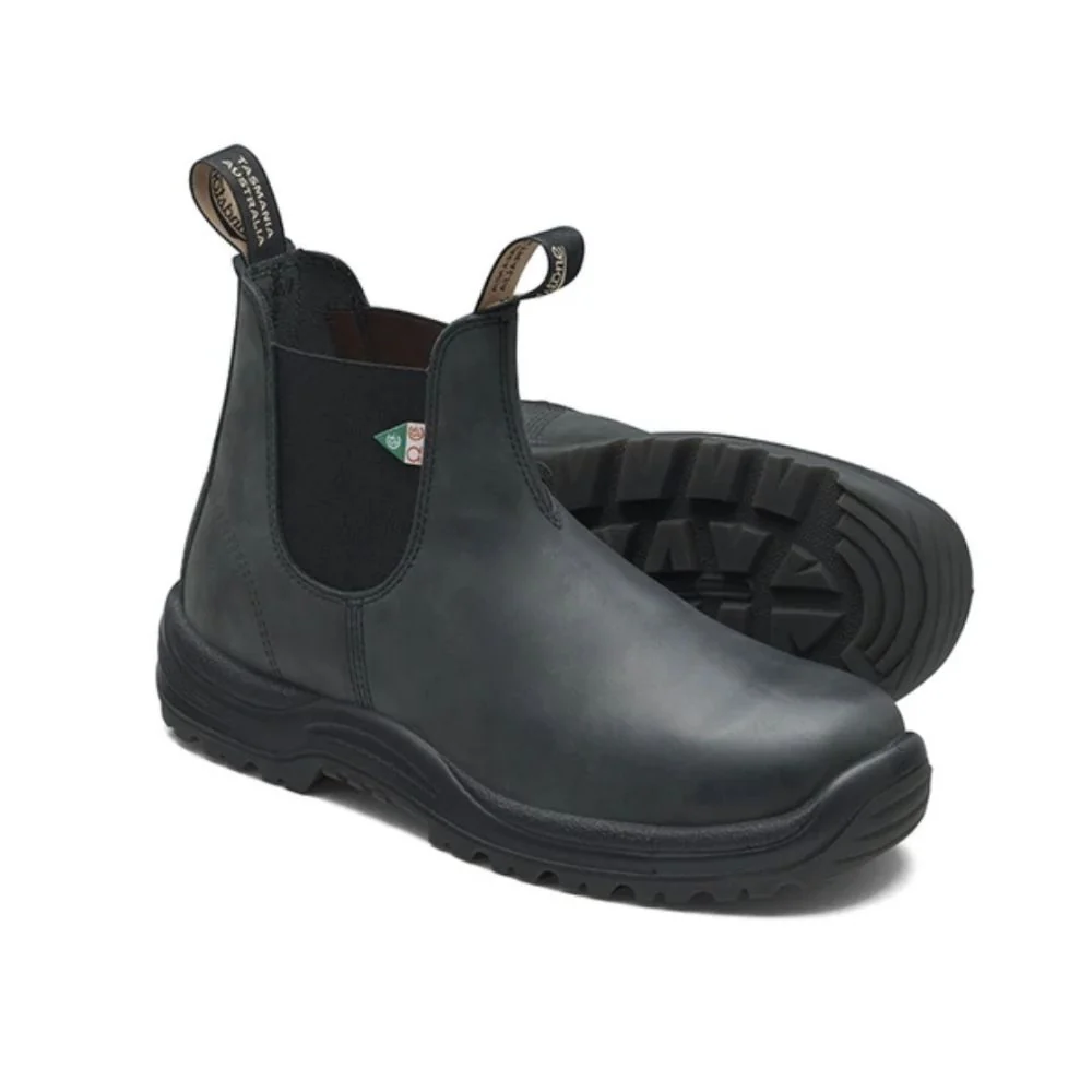 Botte de travail et de sécurité Blundstone 181 unisexe à enfiler avec cap d'acier - noir rustique cireux - Image 4