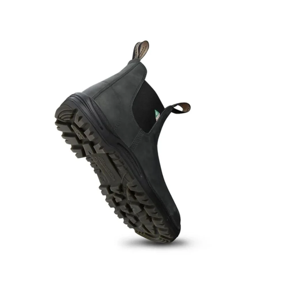 Botte de travail et de sécurité Blundstone 181 unisexe à enfiler avec cap d'acier - noir rustique cireux - Image 7