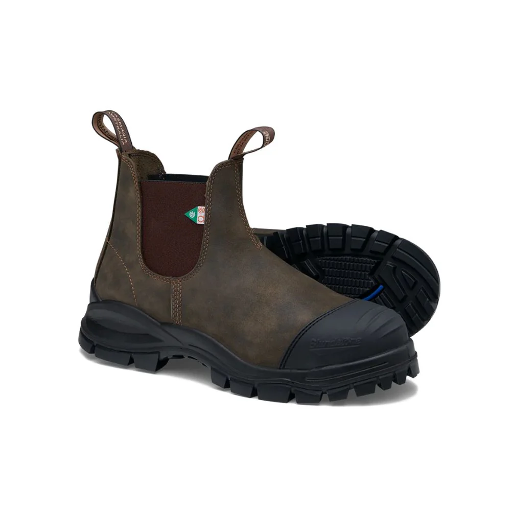 Botte de travail et de sécurité Blundstone 962 XFR unisexe à enfiler avec cap d'acier - Brun rustique cireux - Image 4