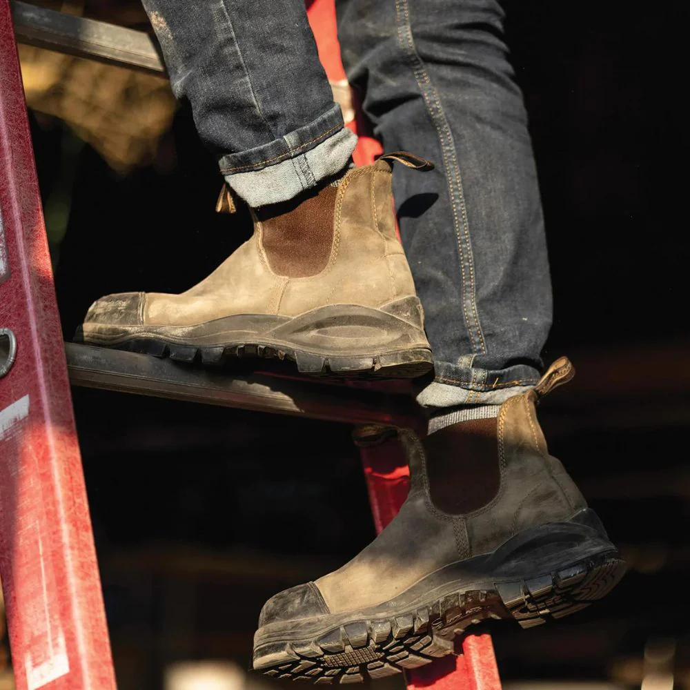 Botte de travail et de sécurité Blundstone 962 XFR unisexe à enfiler avec cap d'acier - Brun rustique cireux - Image 7