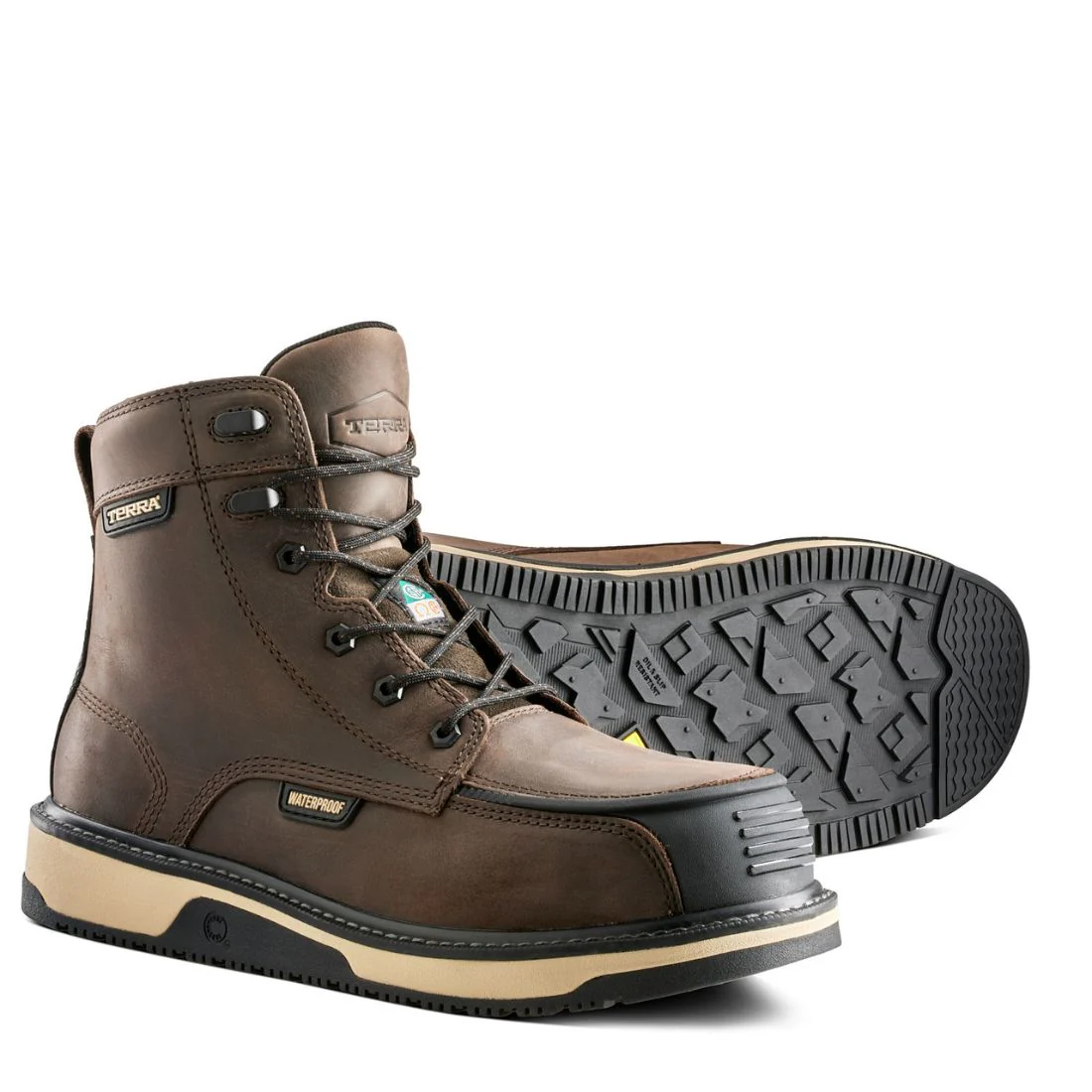 Botte de travail imperméable à bout composite de 6 po de Terra Ironstone pour hommes 839GDB - Brun - Image 6