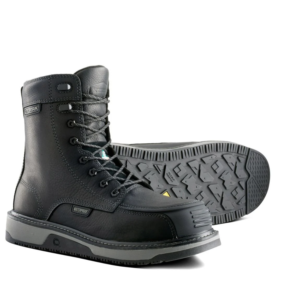 Botte de travail imperméable à bout composite de 8 po de Terra Ironstone pour hommes 839FBK - Noir - Image 8
