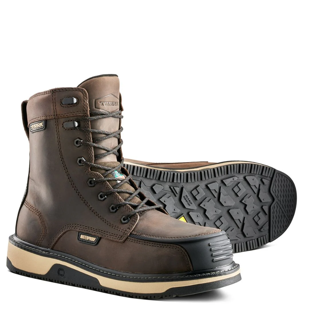 Botte de travail imperméable à bout composite de 8 po de Terra Ironstone pour hommes 839FDB - Brun - Image 7