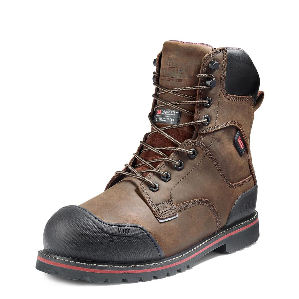 Botte de travail imperméable isolé Kodiak Widebody de 8 po à bout composite pour hommes KD0A8353DBX - Brun - Image 3