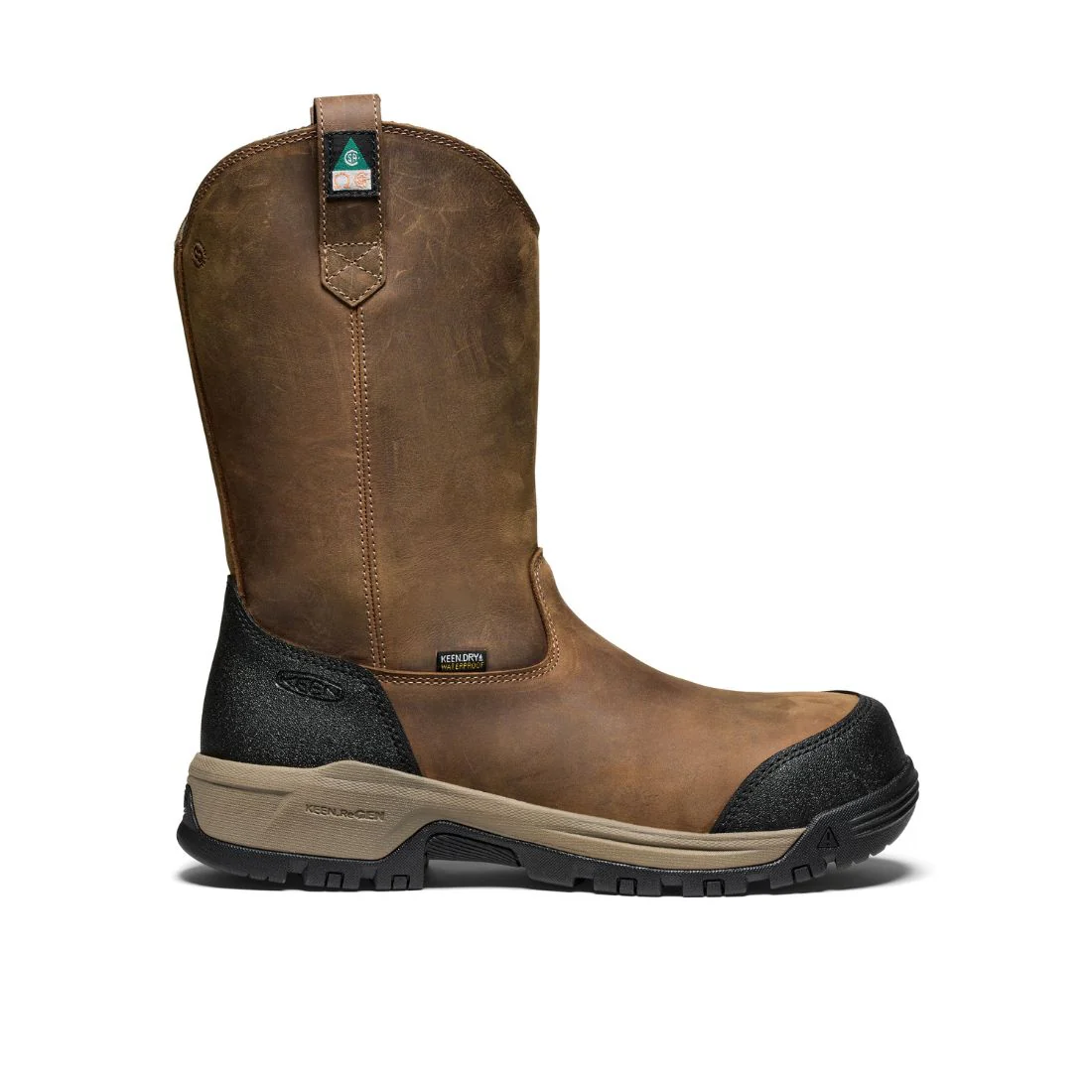 Bottes de travail Keen Evanston Wellington pour homme, imperméables, à enfiler, à embout composite 1030487 - Brun - Image 6