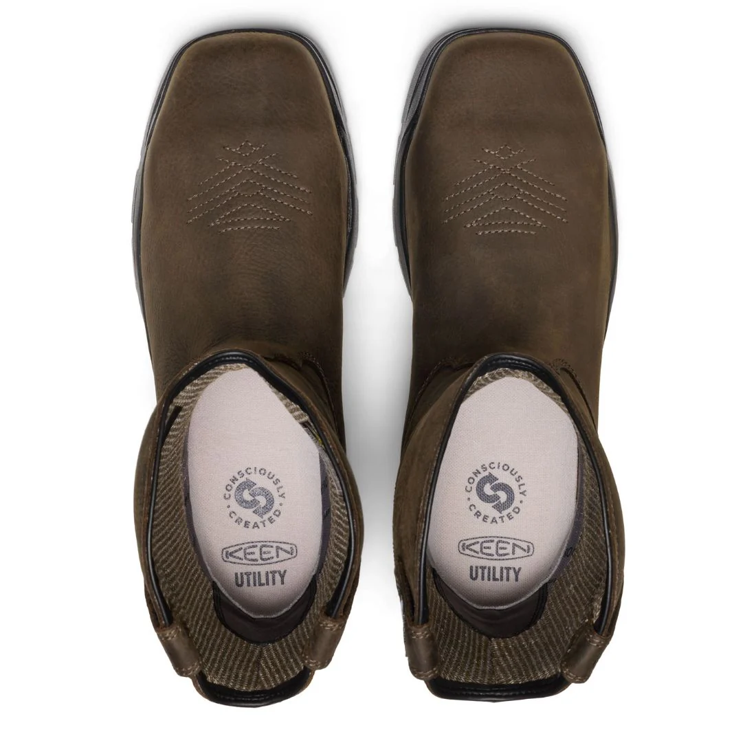 Bottes de travail à enfiler imperméables Keen Flatland Wellington pour hommes, à embout composite avec protection interne MET 1032254 - Brun - Image 7