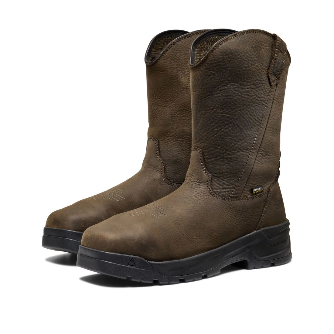 Bottes de travail à enfiler imperméables Keen Flatland Wellington pour hommes, à embout composite avec protection interne MET 1032254 - Brun - Image 8