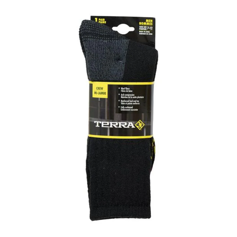 Chaussettes de travail Terra pour hommes 2 PK Crew - Noir - Image 2