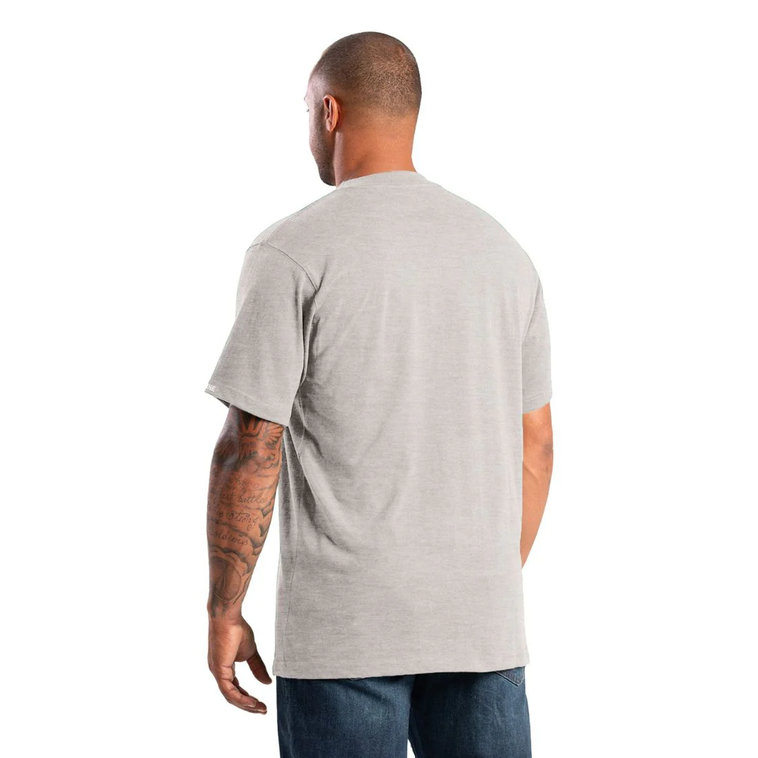 Chemise de travail lourde à manches courtes et poche Berne pour hommes BSM71 - Gris - Image 2