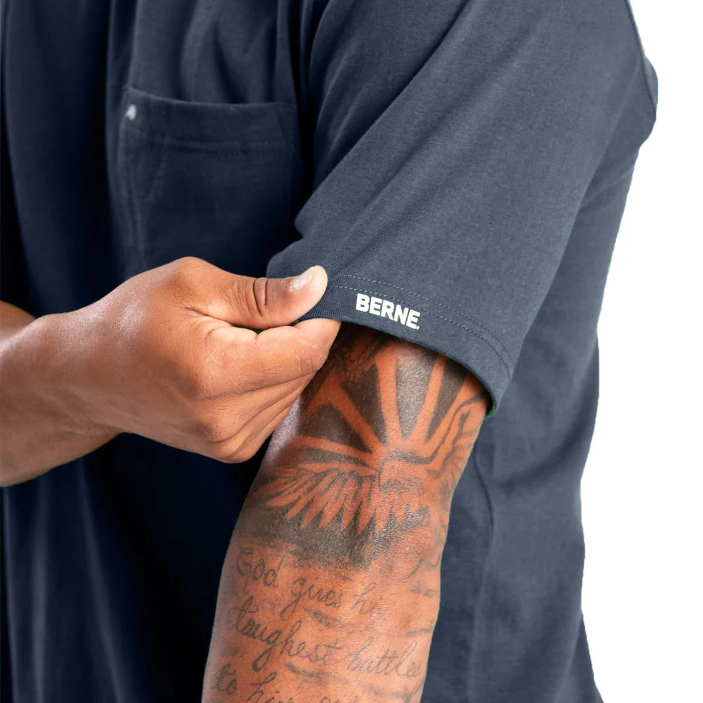 Chemise de travail lourde à manches courtes et poche Berne pour hommes BSM71 - Marine - Image 3