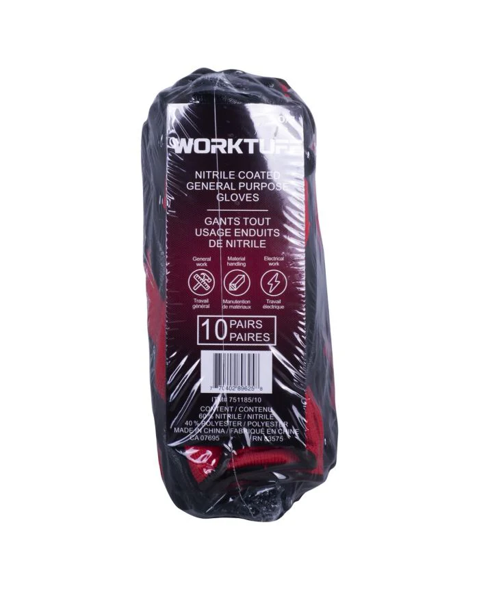 Gants Worktuff en polyester enduit de nitrile 751185 - Rouge, paquet de 10 paires - Image 3