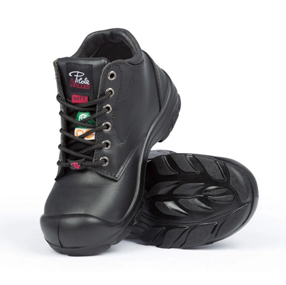 Botte de travail en cuir P&F S559 de 6 po pour femmes à embout d'acier - Noir - Image 2