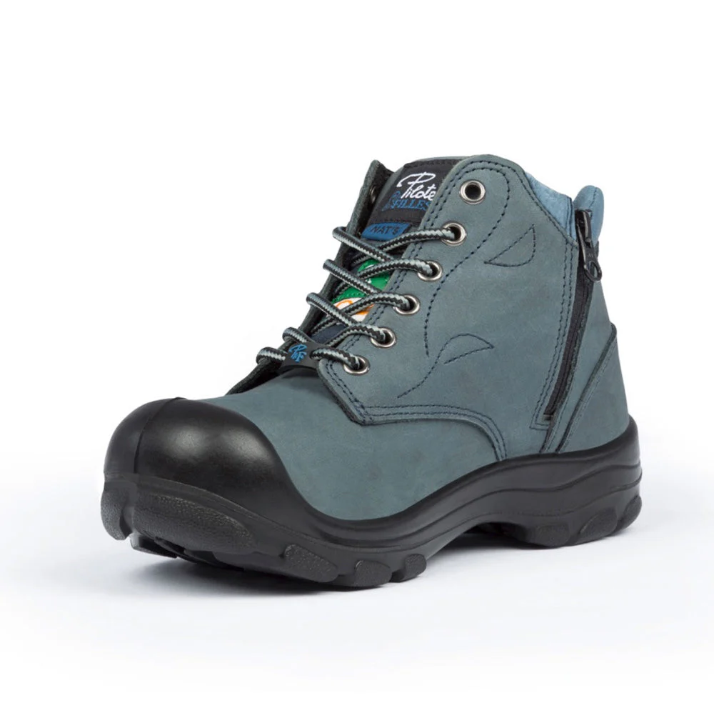 Botte de travail P&F S556 avec fermeture éclair latérale de 6 po pour femmes à embout en acier - Marine - Image 2