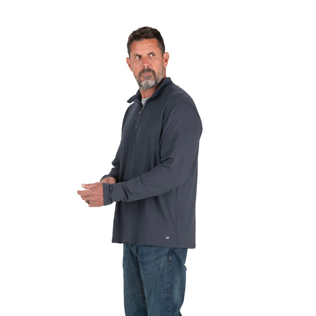 Pull mi-lourd Berne UPF 1/4 zip pour homme SH14 - Bleu marine - Image 3