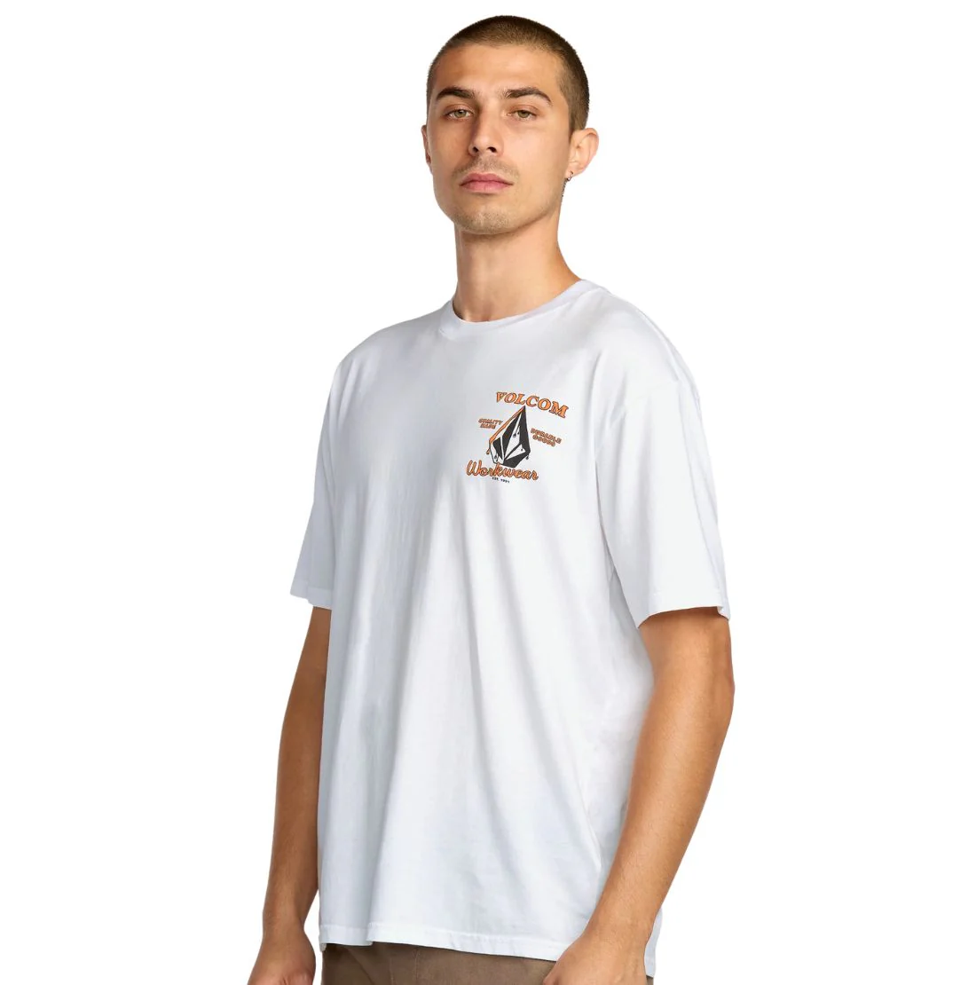 T-shirt à manches courtes Volcom pour homme, émaillé, A5032505 - Blanc - Image 3