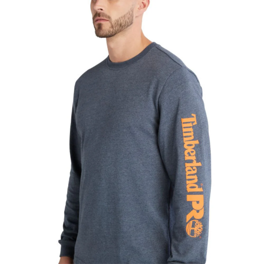 T-shirt à manches longues Timberland PRO pour hommes Core Logo - Bleu chiné - Image 4