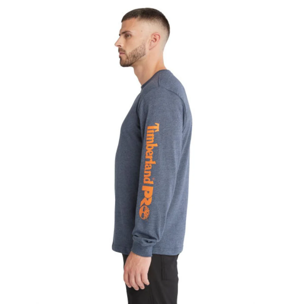 T-shirt à manches longues Timberland PRO pour hommes Core Logo - Bleu chiné - Image 6