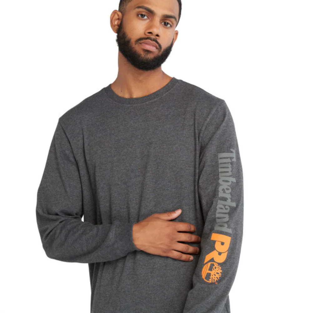 T-shirt à manches longues Timberland PRO pour hommes Core Logo - Gris - Image 3