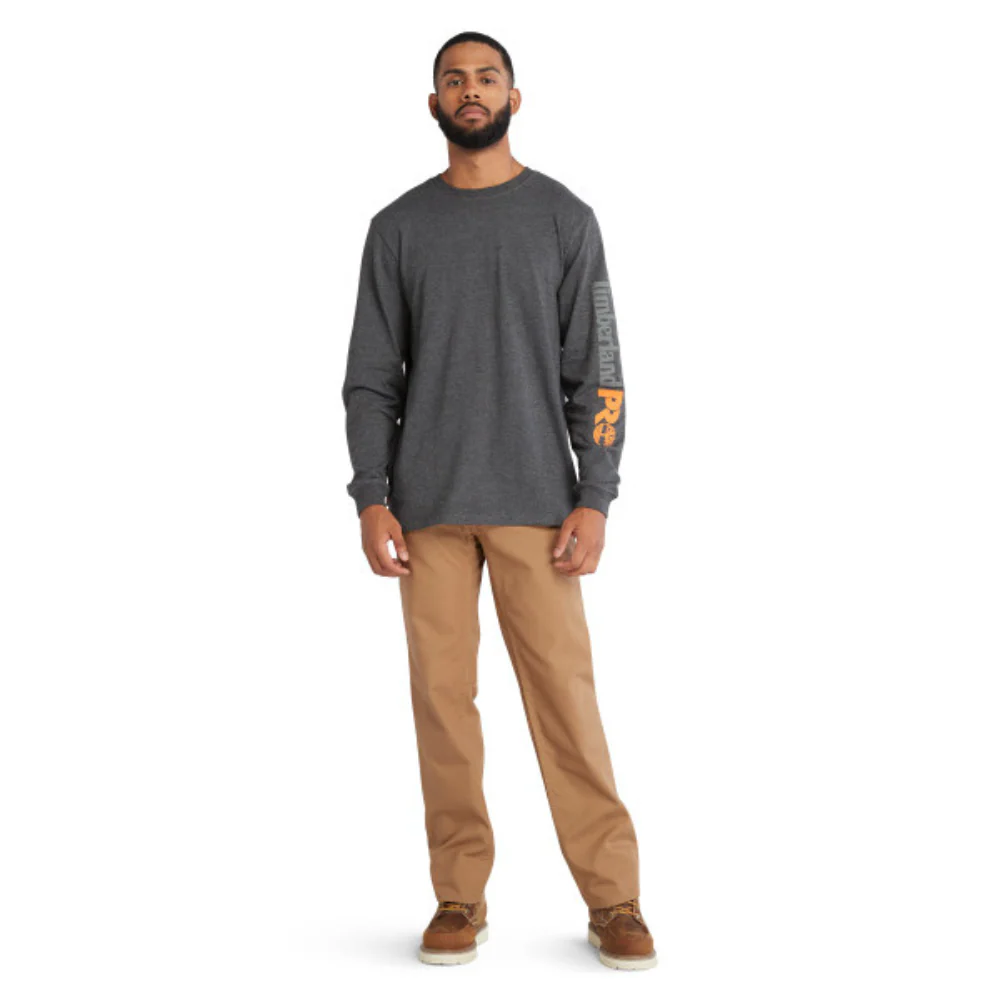 T-shirt à manches longues Timberland PRO pour hommes Core Logo - Gris - Image 4
