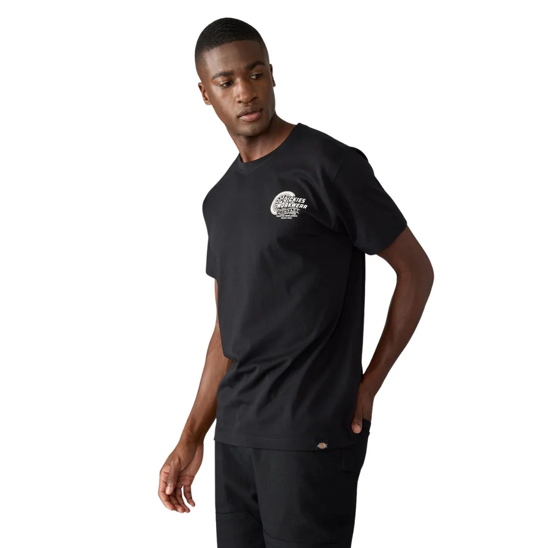 T-shirt de travail Dickie pour homme, manches courtes, motif graphique haute vitesse A87I7 - Noir - Image 6