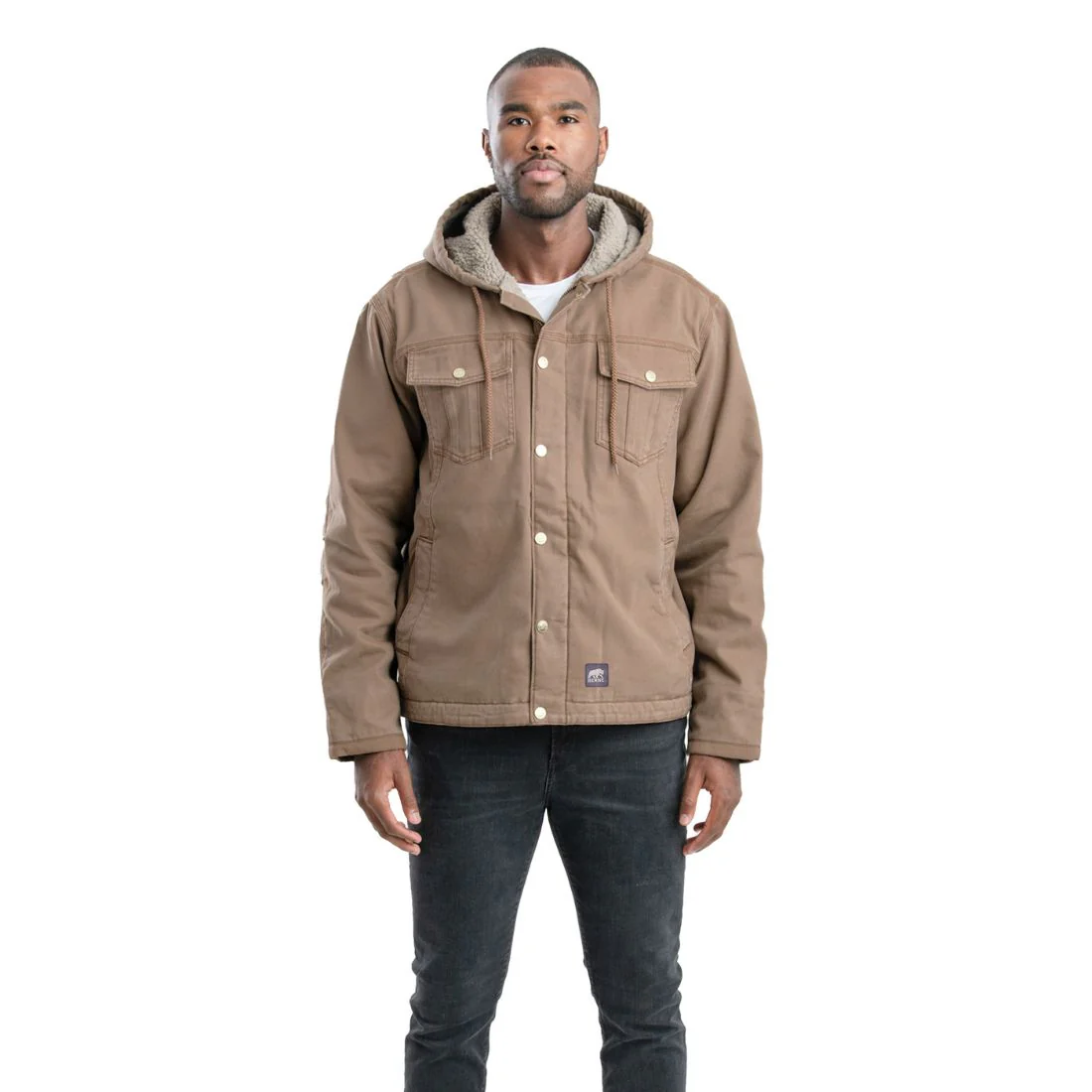Veste à capuche doublée en sherpa délavée Berne pour homme HJ47 - Image 2