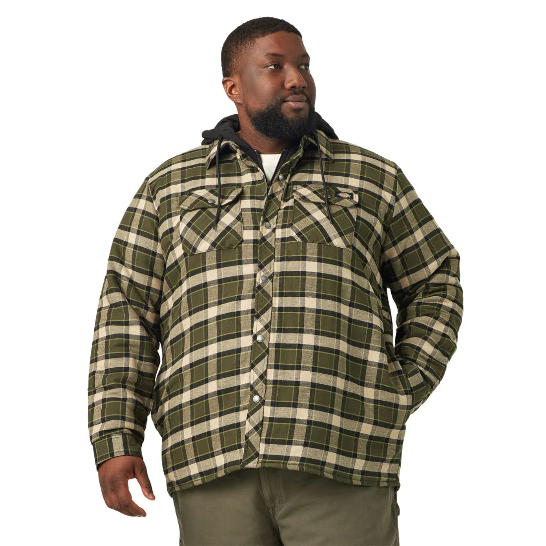Veste-chemise en flanelle à capuche pour hommes avec Hydroshield TJ211 de Dickies - Vert - Image 4
