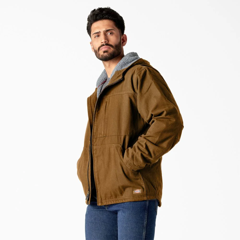Veste Dickies pour homme en toile de coton épaisse doublée polaire TJ360 - Brun - Image 3