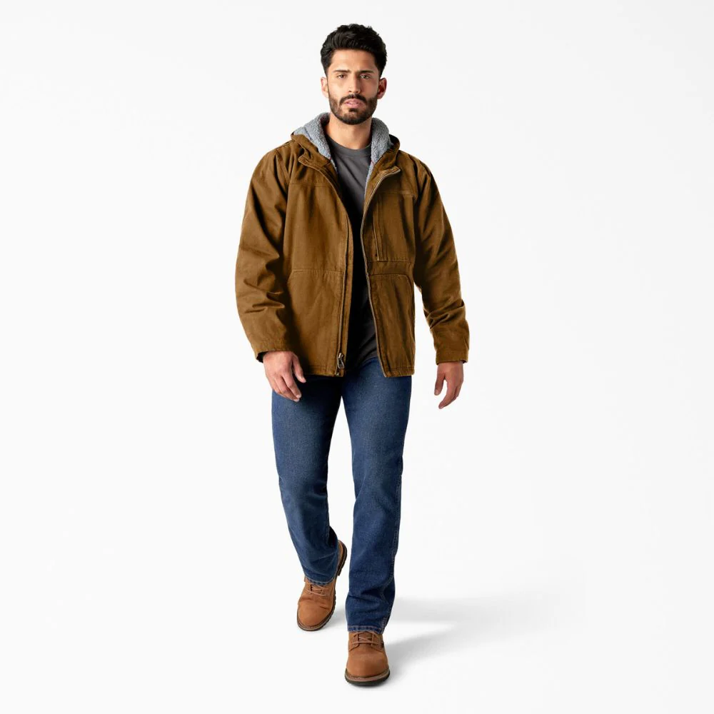 Veste Dickies pour homme en toile de coton épaisse doublée polaire TJ360 - Brun - Image 4