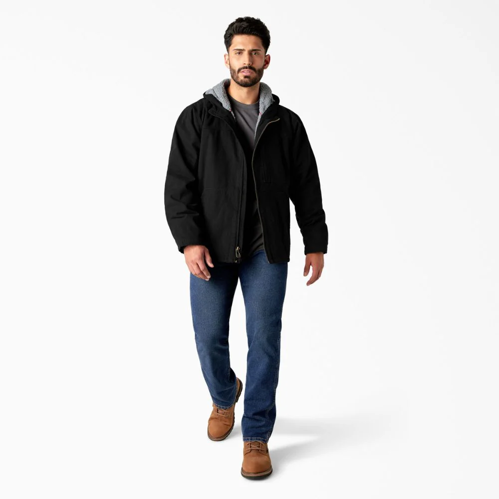 Veste Dickies pour homme en toile de coton épaisse doublée polaire TJ360 - Noir - Image 4
